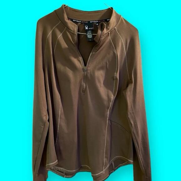 Spyder Active brown 1/4 zip athletic Women’s size XL top - Picture 1 of 8